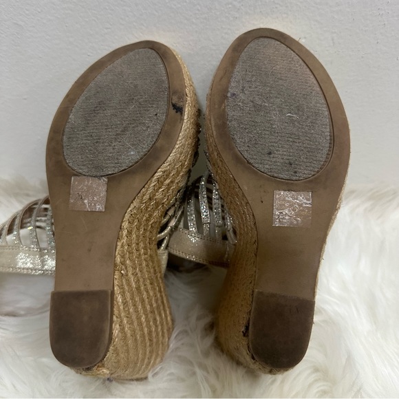 Steve Madden Garden Espadrille Platform Wedge Strappy Rhinestone Sandals Sz 8.5 - Picture 15 of 16